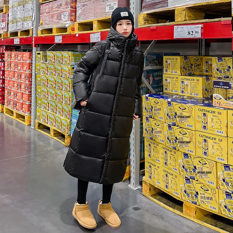 

Women s Ultra Long Down Jacket - Black/Gold Winter Coat S