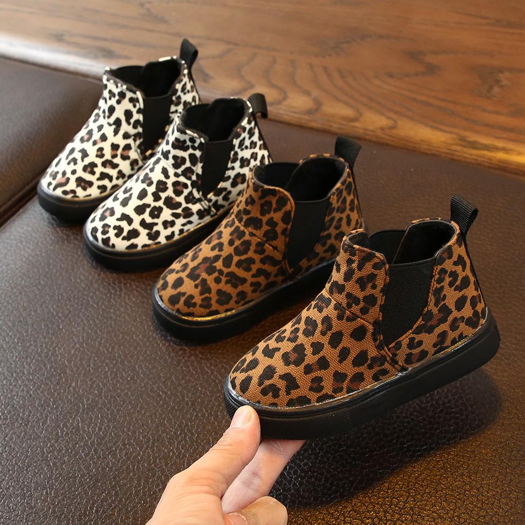 Children Kids Baby Girls Boys Leopard Winter Warm Short Boots Casual Shoes