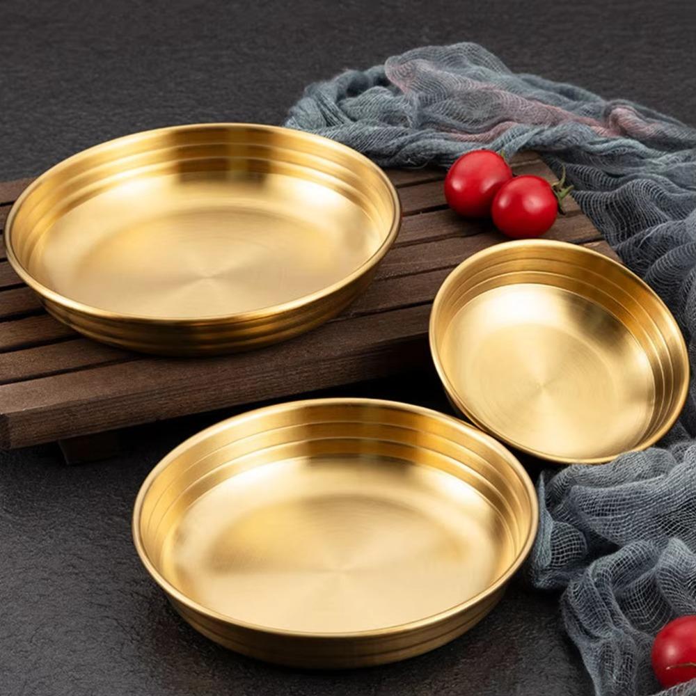 Round Food Storage Tray Stainless Steel Seasoning Dish New Sauce Dish Snack Pan  Kitchen Tools