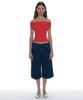 PARTIMENTO WOMEN Studded Off-Shoulder Knit Top_Red