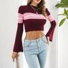 Women's Striped Clashing Short Sweater Autumn and Winter Long Sleeve Knitwear