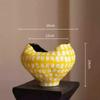 Creative Ceramic Vase Yellow Geometric Check Pattern Ceramic Handicrafts Flower Arrangement Accessories Flowerpot Home Decoratio