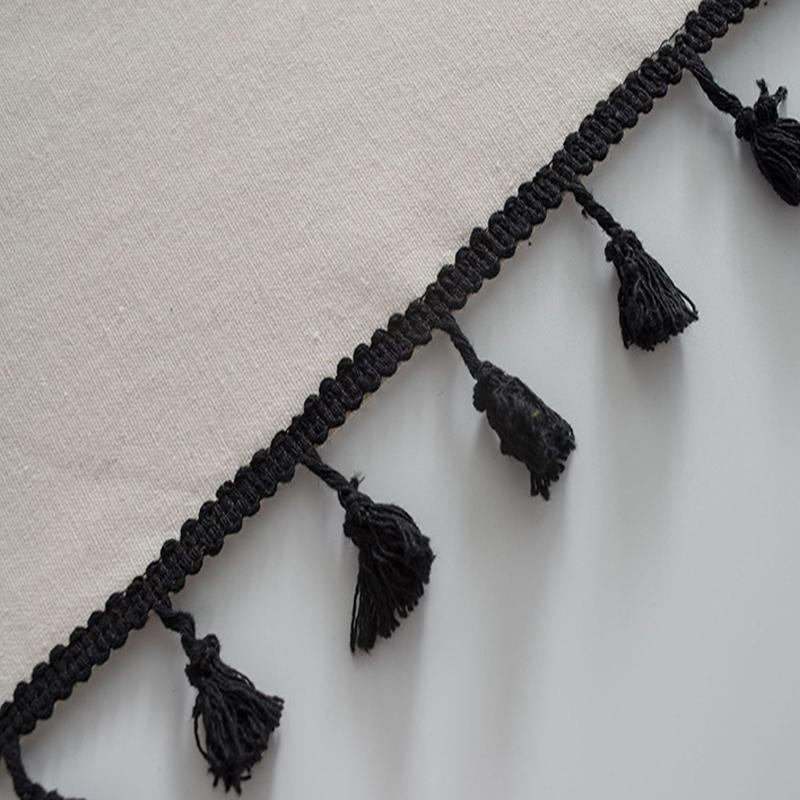 Primary Color Curtains with Black Tassels for Living Room Bedroom Home Bay Window Cotton Linen Finished Kitchen Tube Curtain