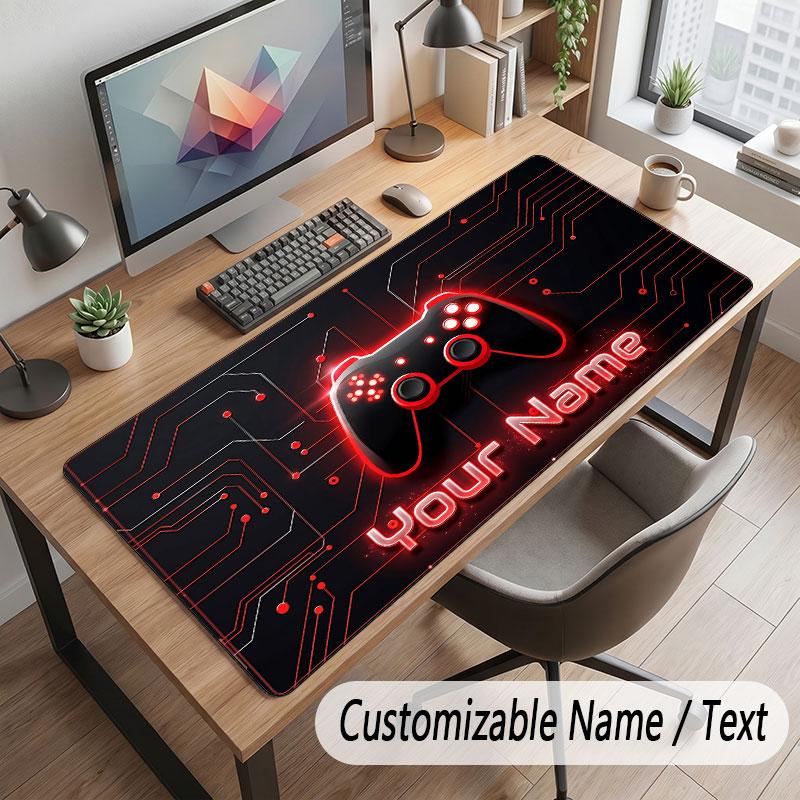 Game Controller Theme Customized Mouse Pad Personalized Print Name Text Desk Mat For Home Office Table Decor