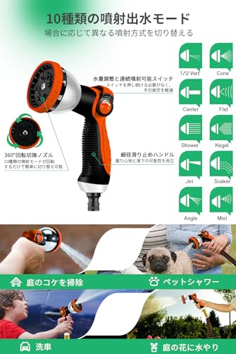 Yofidra Watering Hose, 3x Expandable, 10-in-1 Sprinkler Nozzle, 2mm Latex Inner Layer, Ultra-Strong Outer Layer, Ultra-Lightweight, Durable, Abrasion-