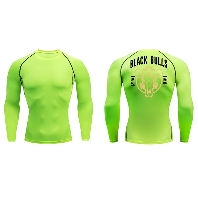 

Black Bull Print Compression Shirts for Men Athletic Quick Dry Baselayers Undershirt Gym Workout Running Rash Guard Tshirt Tops XXXL