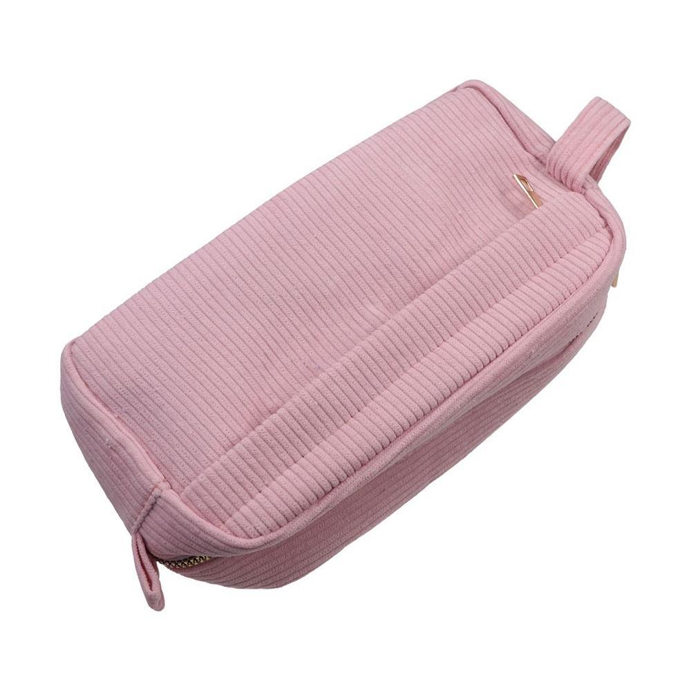 Solid Color Wash Toiletry Storage Bag Large Capacity Makeup Bag Corduroy Cosmetic Bag Travel