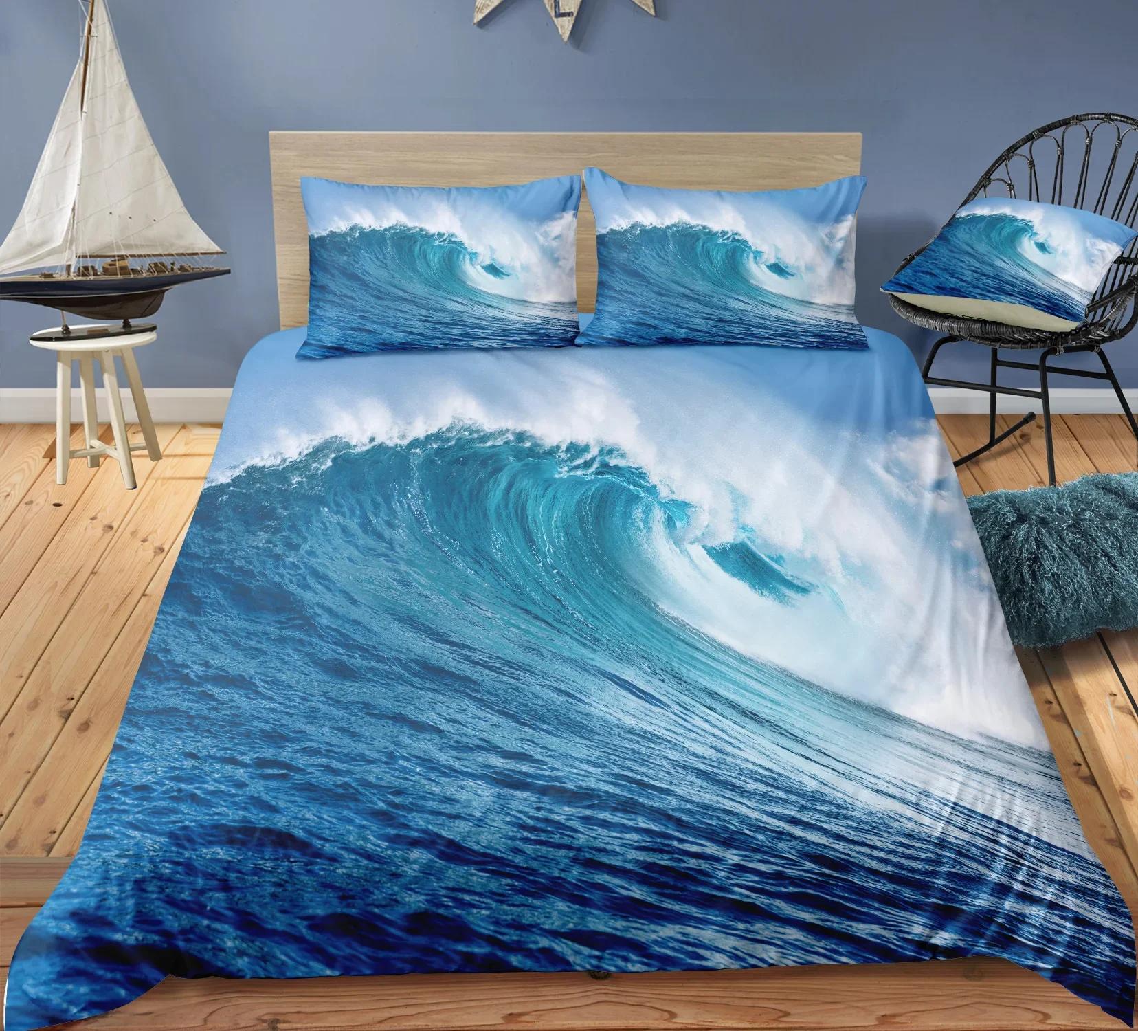 

Reactive Printing Seaside Scenery Soft Duvet Cover Sets AU ,EU ,US Sized Dimensions Sunrise Sunset Bed Linens Hot Beding Set Large Sized Dimensions 100*200cm Single