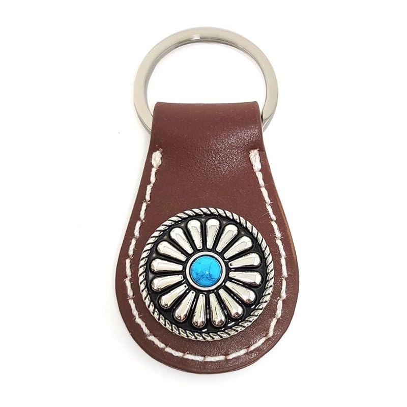 

[H.N.Z] men s key ring cowhide concho native key ring chocolate rclk-001b
