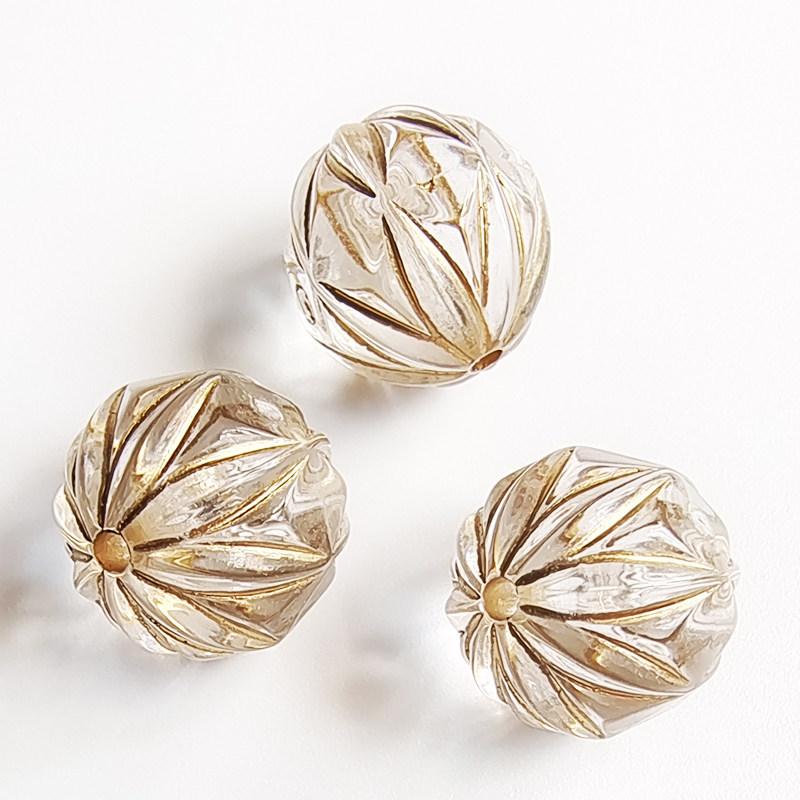 Прозрачные акриловые бусины-тыквы с гранеными гранями и золотым контуром для изготовления ювелирных изделий