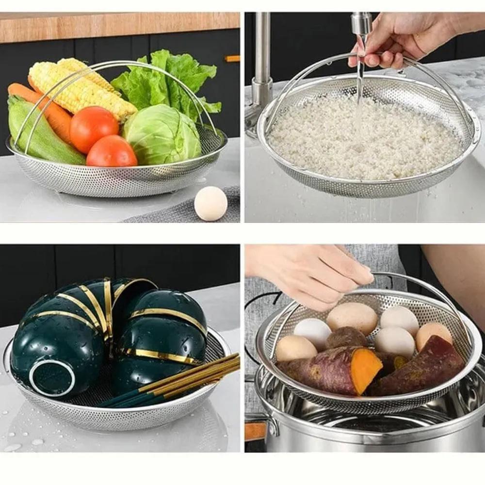 Stainless Steel Steaming Rack, Steamed Buns, Steamer, Household Steaming , Fruit Washing Filter With Portable Steamer
