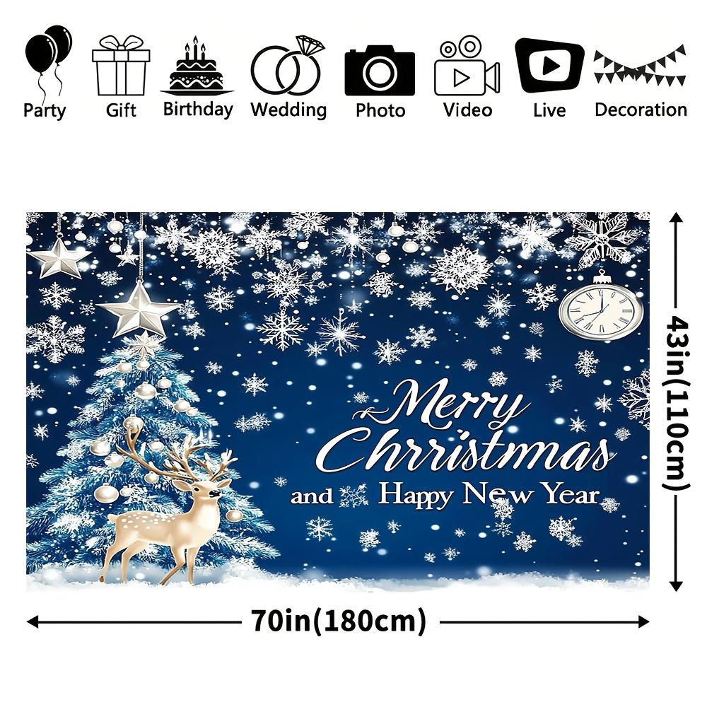 1 piece, Winter Christmas Scene Background - Merry Christmas and Happy New Year banners
