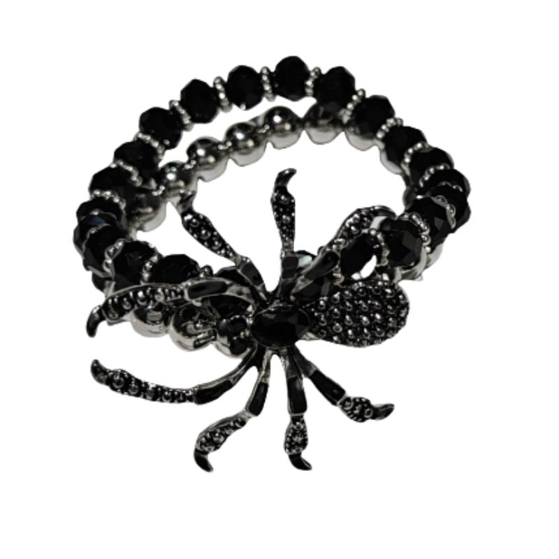 Neues Gothic Emo Dunkle Persönlichkeit Schwarze Spinnenperlen Armband für Damen Herren Halloween Festival Zirkon Geschenke Accessoires