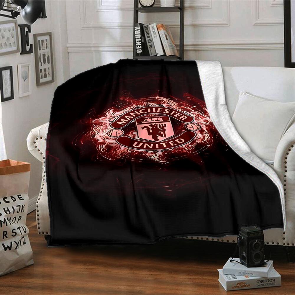 Manchester Crest Blankets Flannel Printed Breathable Warm Throw Blanket for Home Office Bedspreads 0708a10