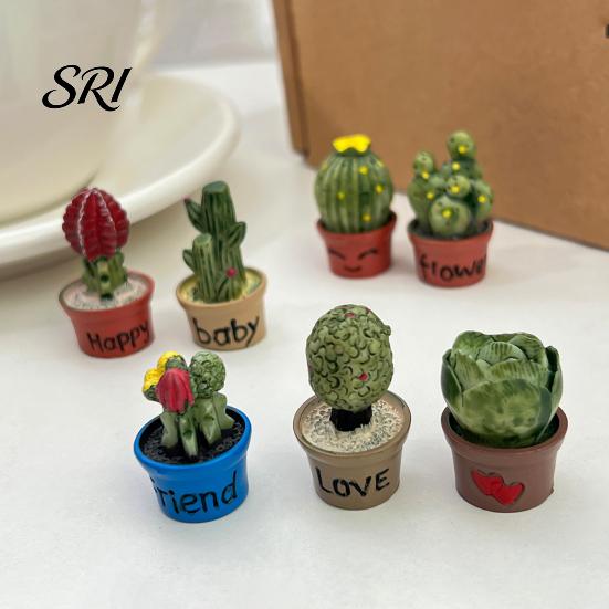 Magnetic Locker Accessory Cartoon Potted Cactus Fridge Magnet Resin 3D Mini Refrigerator Plants Kitchen Home Office Decoration Cabinet Decor