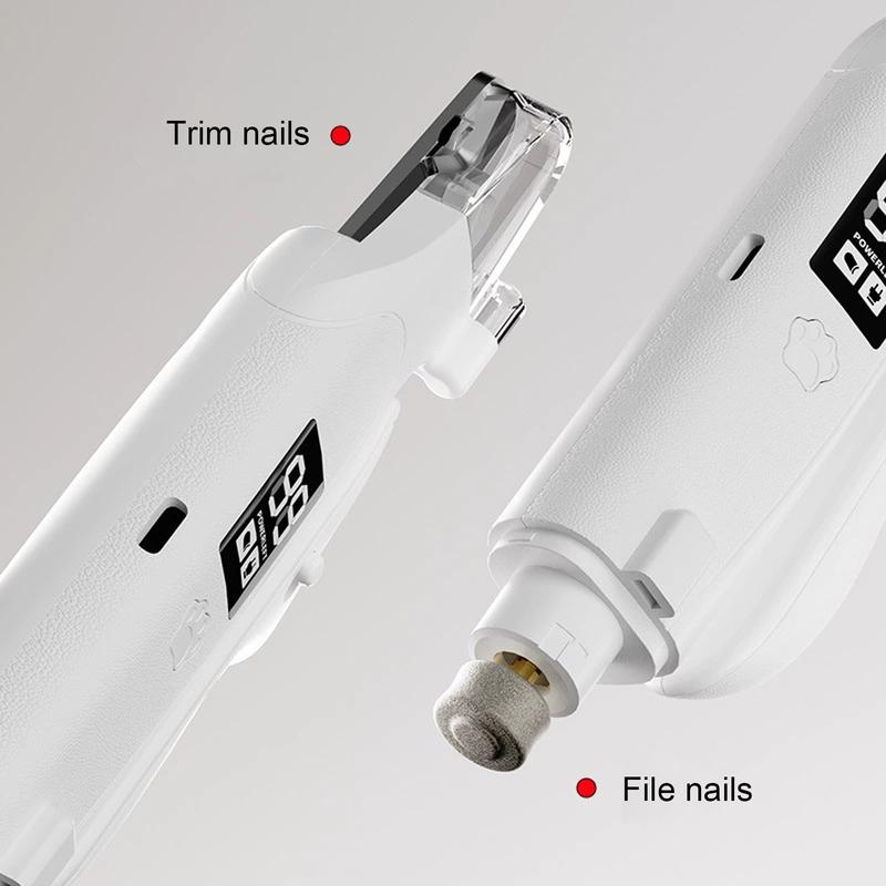 2 in 1 Pet Nail Grinder Trimmer with LED Light USB Rechargeable Dog Cat Clipper for Small Medium Large Breeds