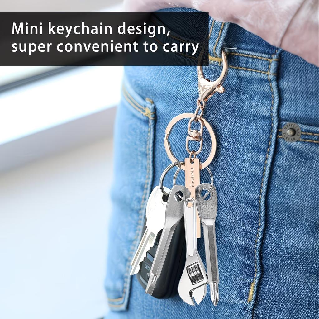 Mini Portable Screwdriver Set of 3 with Keychain - Adjustable Metal Pocket Tool Kit, Suitable for Car, Motorcycle Maintenance