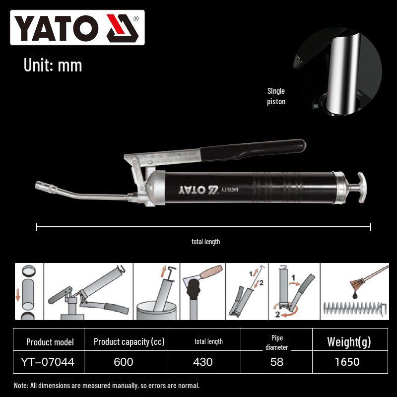 "Yiertuo Industrial-Grade Grease Gun with Single/Double Piston Pneumatic Nozzle and Manual Hose"
