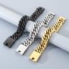 Versatile Fashion Jewelry, European and American Domineering 18mm Double-woven Four-sided Grinding Chain Polished Men's Bracelet 2026