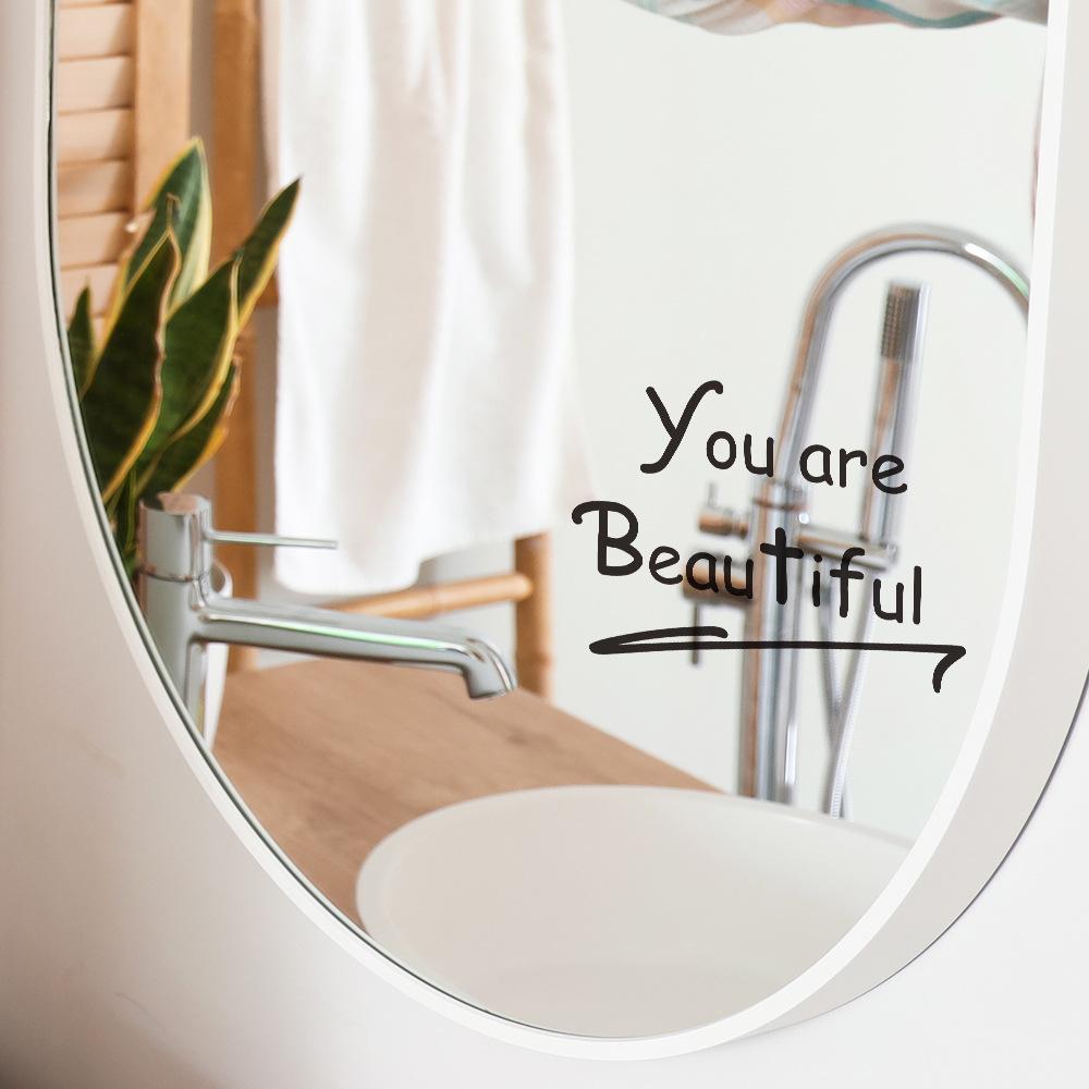 Fun-a002you Are Beautiful English Slogan Bathroom Bathroom Background Landscaping Wall Sticker