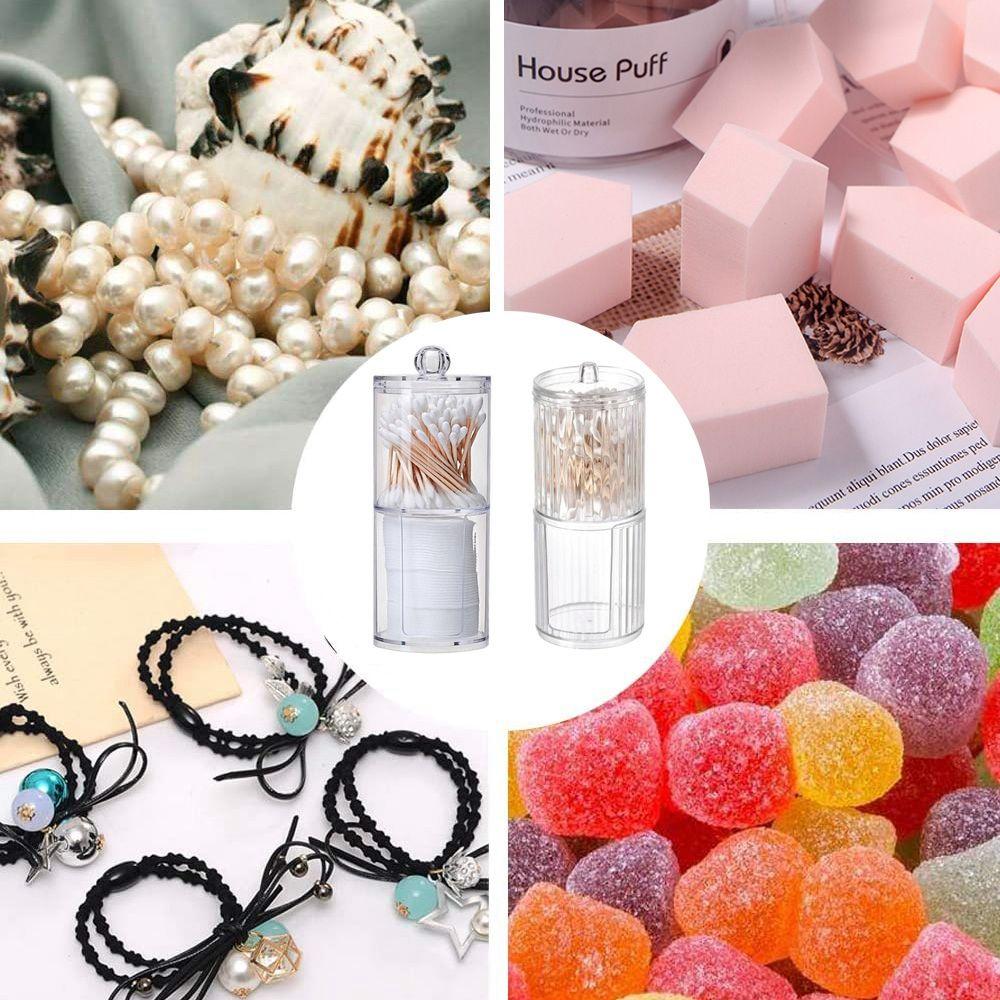 Portable Plastic Cotton Swab Holder Cotton Swab Box Cotton Buds Ball Dispenser Bathroom Jar