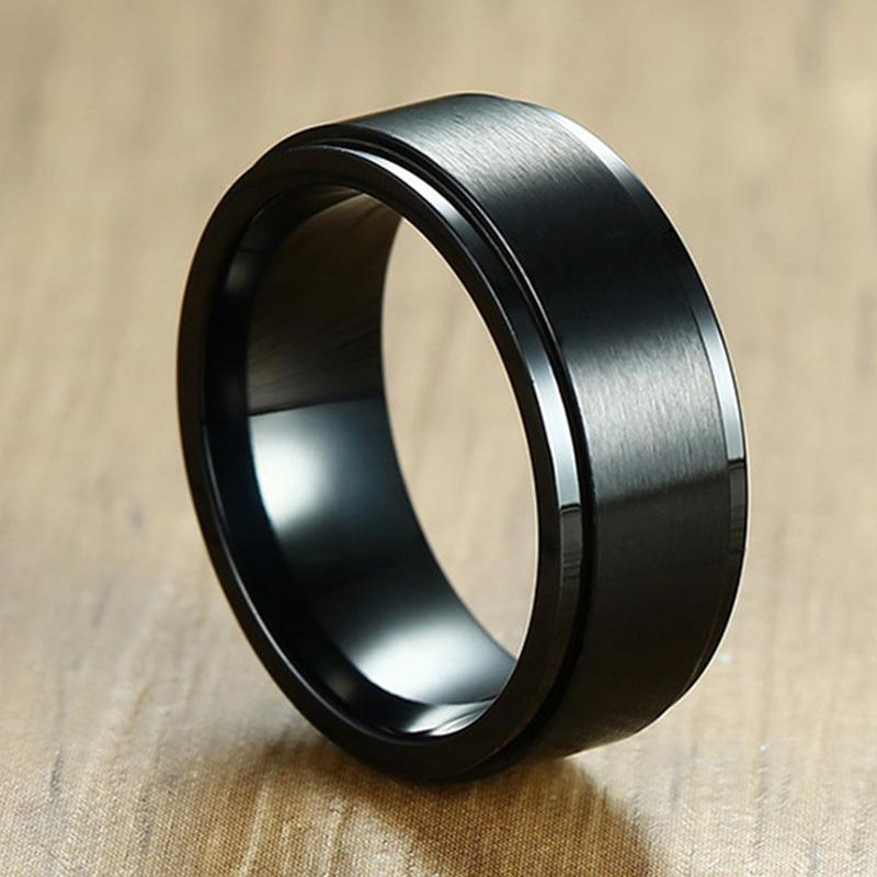 Vnox 6/8mm Svart Ring för Män Kvinnor Spår Regnbåge Rostfritt Stål Vigselringar Trendiga Broderskapsringar Casual Herrsmycken