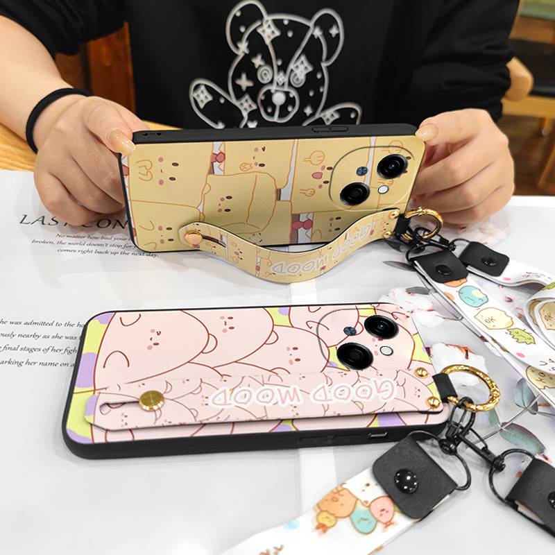 Waterproof Kickstand Phone Case For Tecno POP9 4G/Spark GO 1/KL4 Ring Silicone Wrist Strap Soft case Cute Phone Holder