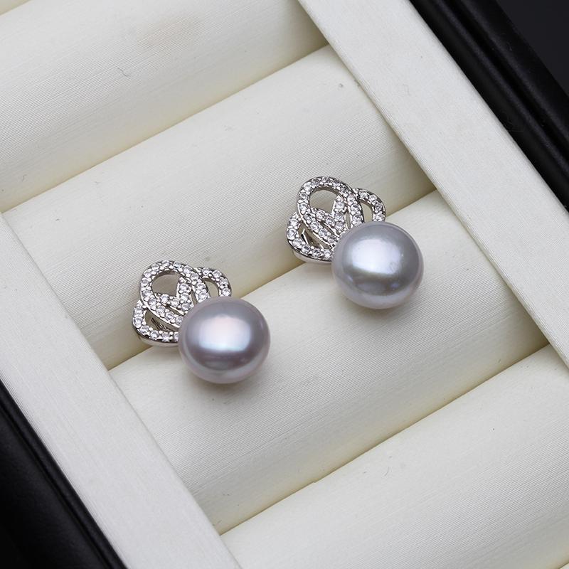 

Real Natural White Fresh water Pearl Stud Earrings For Women,Real 925 Silver Crow Stud Earrings Pearl Wife Birthday Gift White