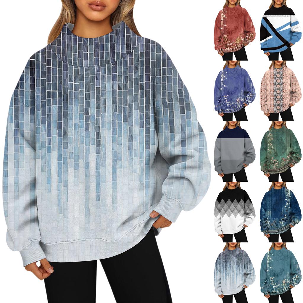 Mock Neck Sweatshirt Women Fall Comfort Oversized Sweatshirt Dressy Pullover Sweatshirts No Hood Cozy Turtleneck Tops