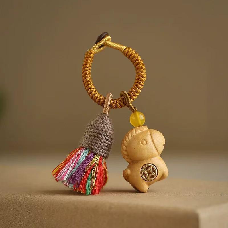 Creative Sandalwood Horse Pendant Keychain Year Of The Horse Mobile Phone Chain Backpack Hanging Decoration Year Gifts