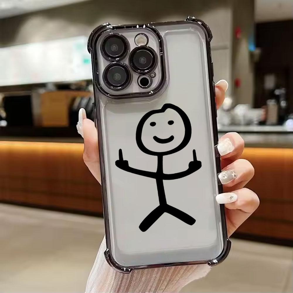 Stickman Cool Middle Finger Cute Man Phone Case For Xiaomi 15T 14T 13 Pro 15 F8 Ultra Poco X7 F7 Pro 5G X5 X6 F5 M7 Clear Cover
