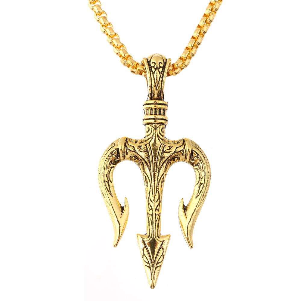 Fashion Gift Charm Chain Vintage Rock Punk Choker Necklace Hip Hop Neptune Trident Pendant