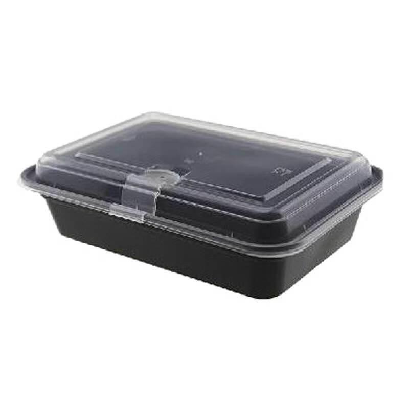 Black Rectangular Disposable Takeout Box with Vented Dome Lid