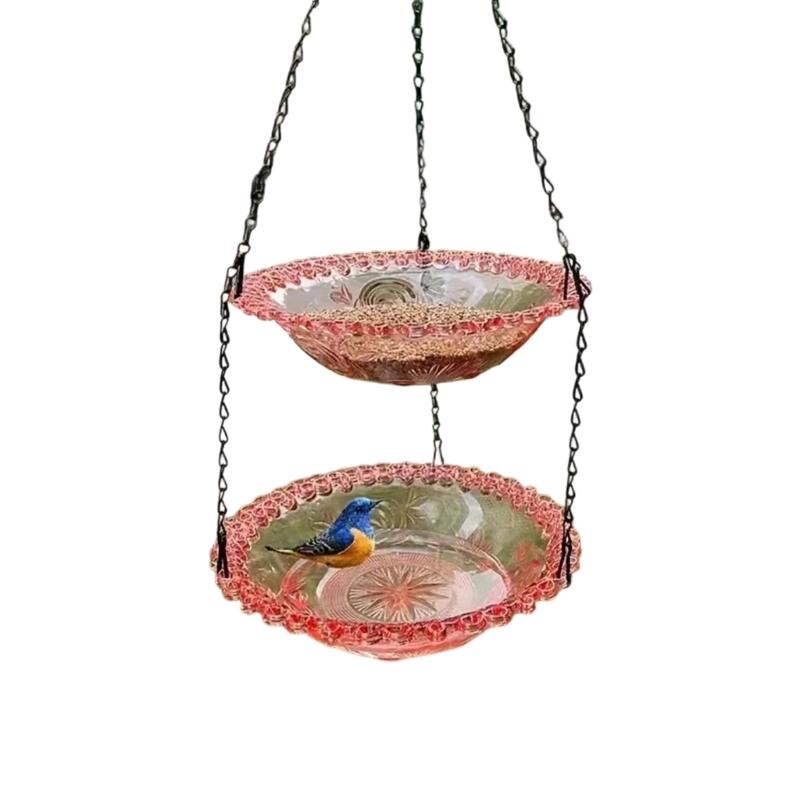 Beautiful Two Layer Hanging Bird Water Dish With smooth For low maintenance