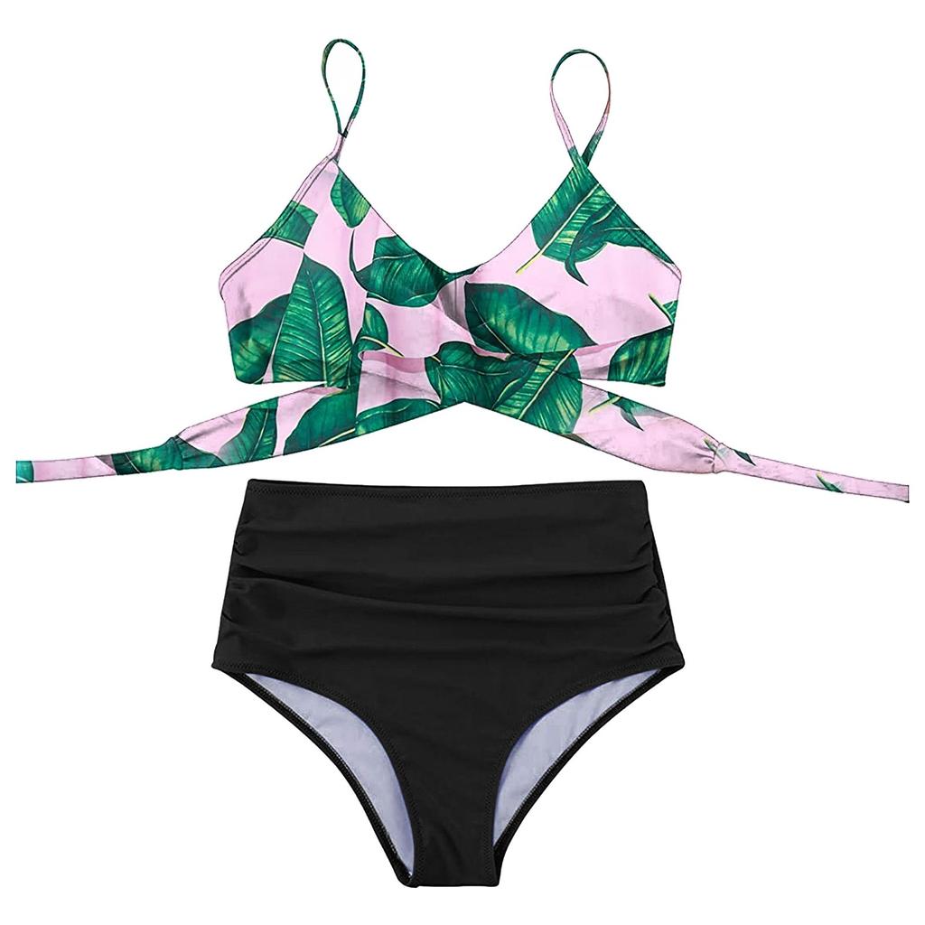 Kvinner Sexy Print Bikini Sett Push Up Bading Badetøy Høy midje Badedrakt