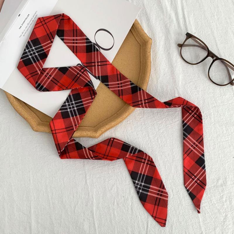 

Шелковый шарф, длинный шарф в клетку с принтом, узкий галстук, персонализированная трендовая косынка, повязка-бант, ремень, пояс.