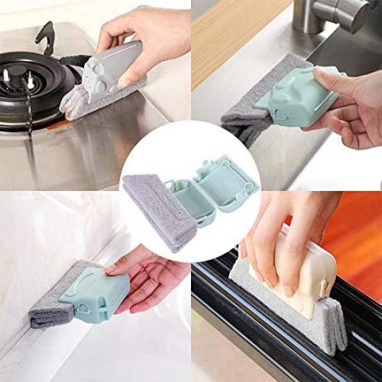 6PCS Window Groove Cleaning Brush,Creative Hand-held Crevice Cleaner Tools- Fixed Brush Head Design Scouring Pad Material for Door, Window Slides and