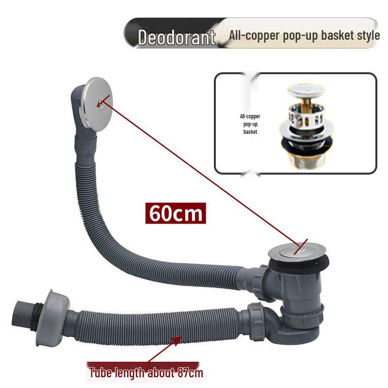 TLXT Pop-up Bathtub Drainer with Integrated Anti-odor Pipe