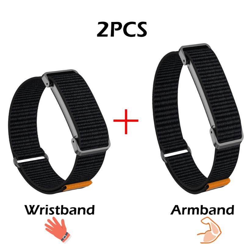 Soft Breathable Nylon Wristband & Armband Set for Google Fitbit Air Integrated Metal Frame Strap Sport Replacement Accessory