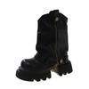 Fashion 2025 PU Leather Spring Round Toe Shoes Motorcycle Boots Women Ankle Booties Ladies Fashion Chimney Autumn Moccasins