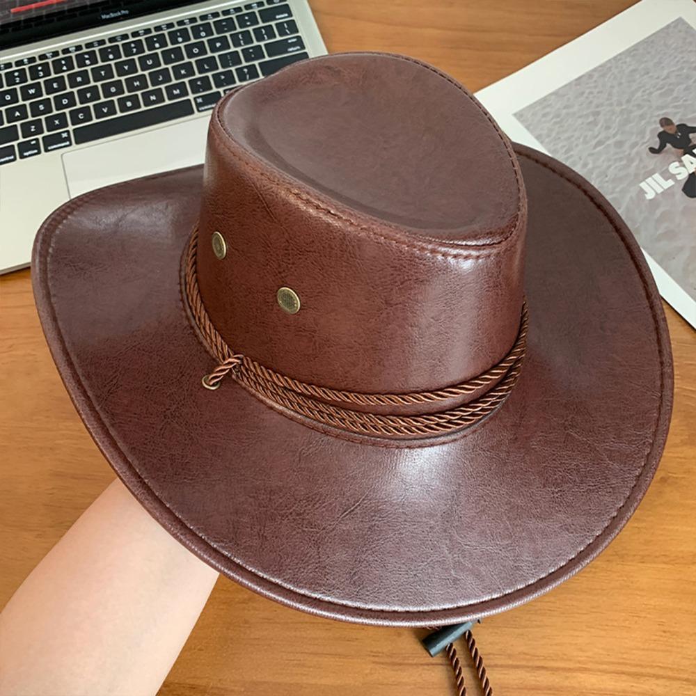 Wide Brim Western Cowboy Hat Ethnic Style Visor Cap Gentleman Knight Hat  Cycling