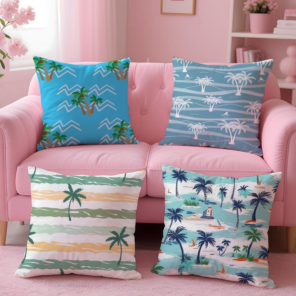 Plam Trees Flowers Cushion Cover Soft Plush Throw Pillow Cushion CoverDoubleSided Printed Pillow Case for Sofa Home Decor