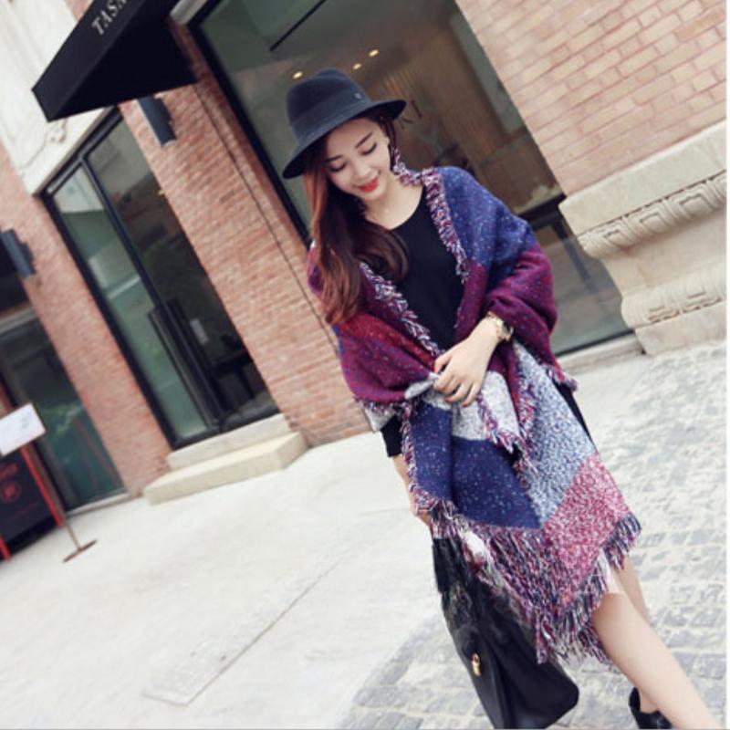 

Аксессуары Женские зимние теплые шарфы Однотонный шарф с кисточками красный