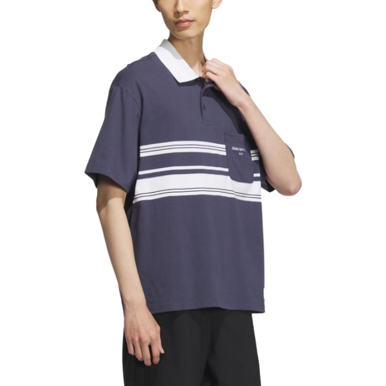 Adidas Color Block Loose Fit Fashion Pocket Sports Casual Polo Shirt Men Tops Dark-Teal IS4945