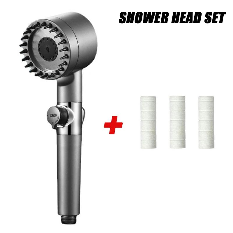 3-mode Adjustable Spray with Massage Brush Filter Rainfall Showerhead High-pressure Shower Head Faucet Bathroom Accessories
