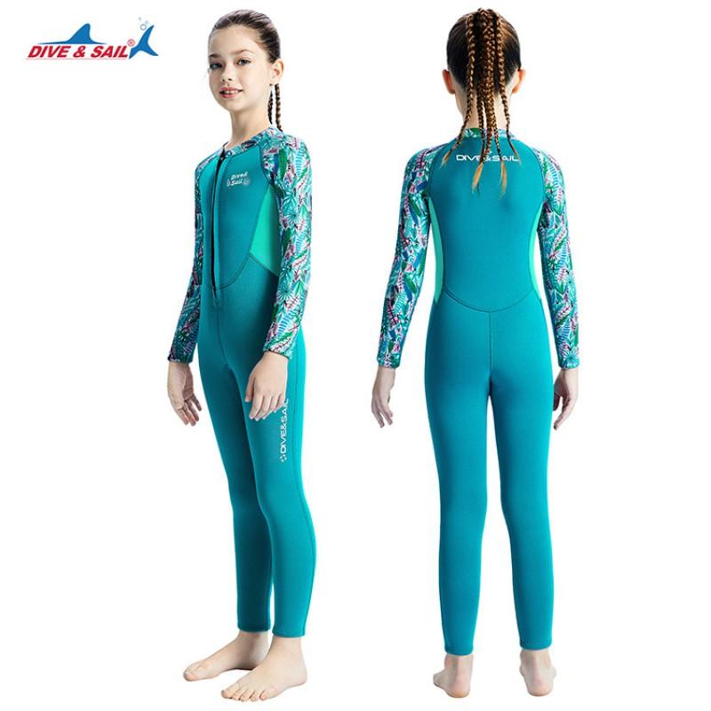 Girls 2.5mm Neoprene Wetsuit Full Body Long Sleeve Snorkeling Swimming Surfing Warmth Protection