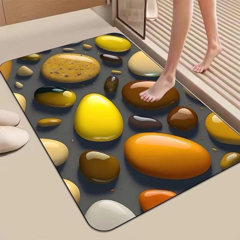 Three-dimensional Visual Pebbles Floor Mat At The Bathroom Door Diatom Mud Bathroom Water Absorption Pad Anti-slip Quick-drying Foot Mat
