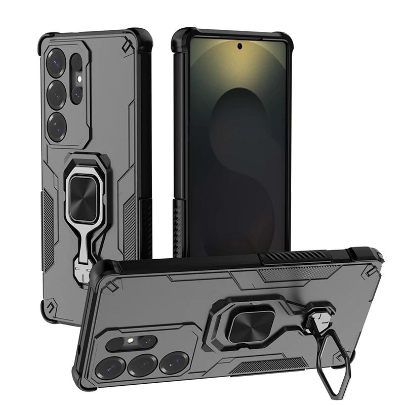 Case for Samsung S25 Ultra S25 Edge Plus Metal Ring Stand Shockproof Cover for Galaxy A56 A36 A26 A16 A06 A55 A35 A25 M16 F06 5G