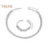 2Pcs/Set Women Jewelry Set Leaves Shape Rhinestone Inlaid Adjustable Length Necklace Bracelet Set Party Wedding Decor