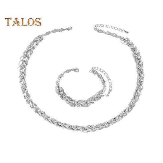 

2 шт./компл. женский комплект ювелирных изделий в форме листьев, инкрустированный стразами, регулируемая длина, ожерелье, браслет, набор для вечеринки, свадьбы, декора серебряный